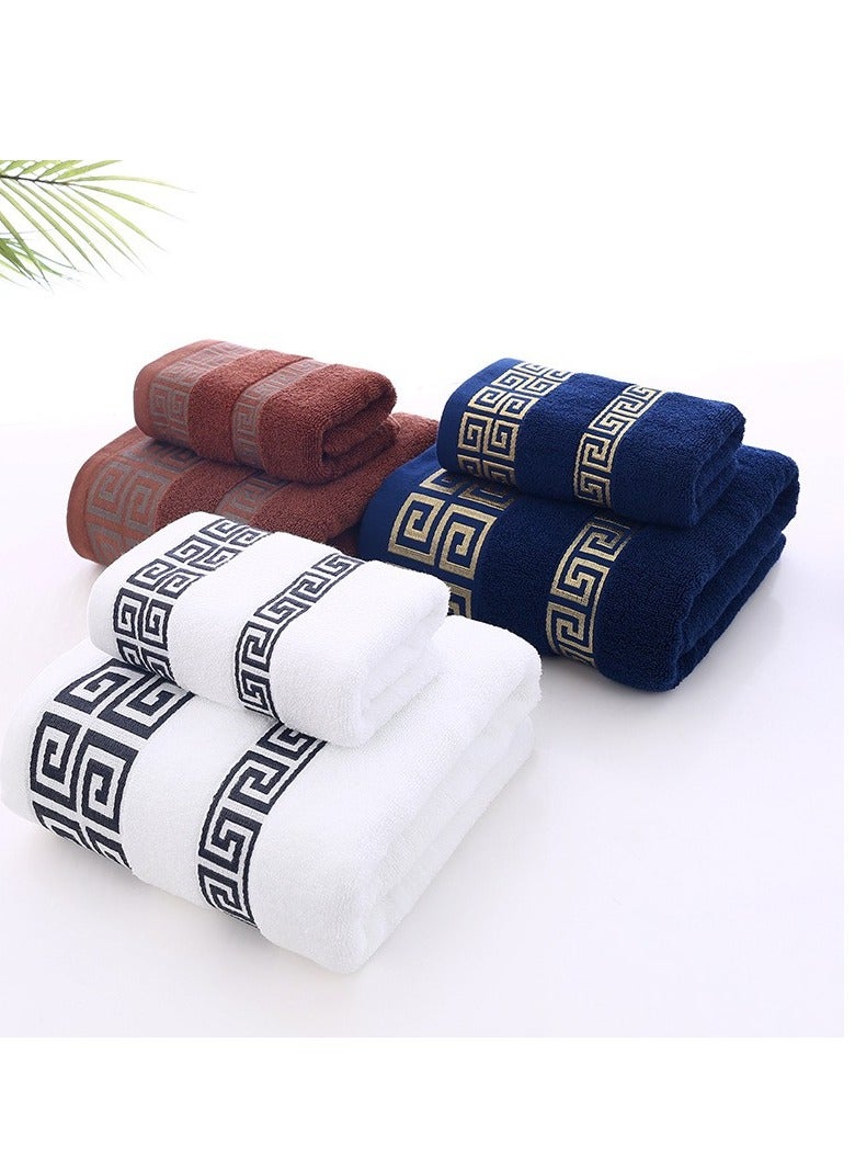 3 Pcs Bath Towel Set, Bath  Kitchen Cotton Luxury Bath Towels for Bathroom, Soft  Absorbent Bathroom Towels Set(1*70x140cm Bath Towel, 2*74x33cm Hand Towel)- Deep Blue - Image 5